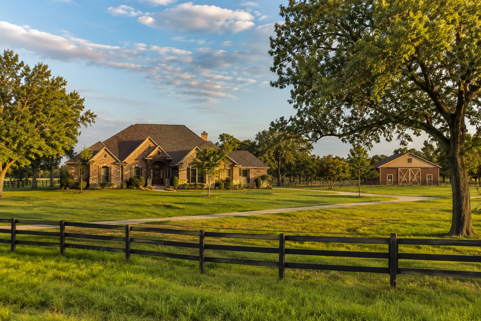 McKinney-area acreage home with fenced pasture and a practical barn