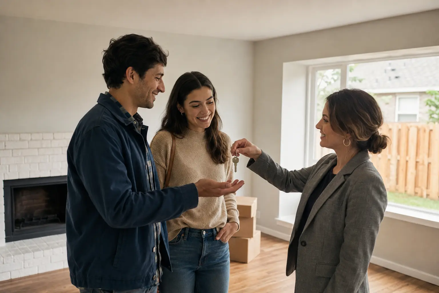 McKinney first-time buyers receiving a key inside their new home