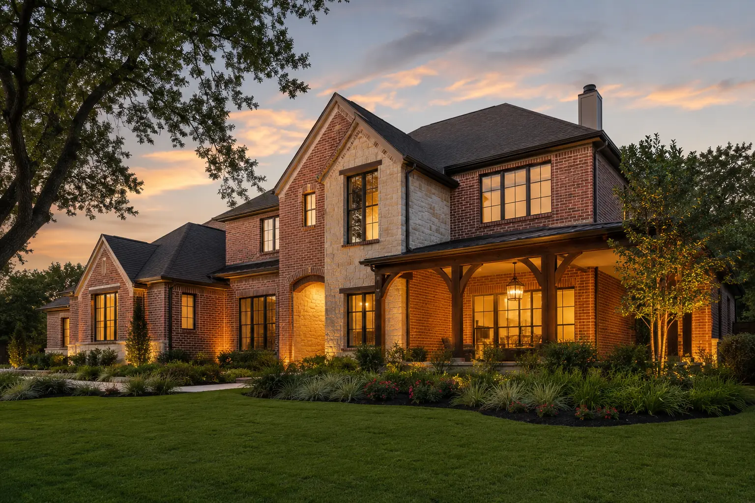Refined McKinney luxury home with brick and limestone architecture